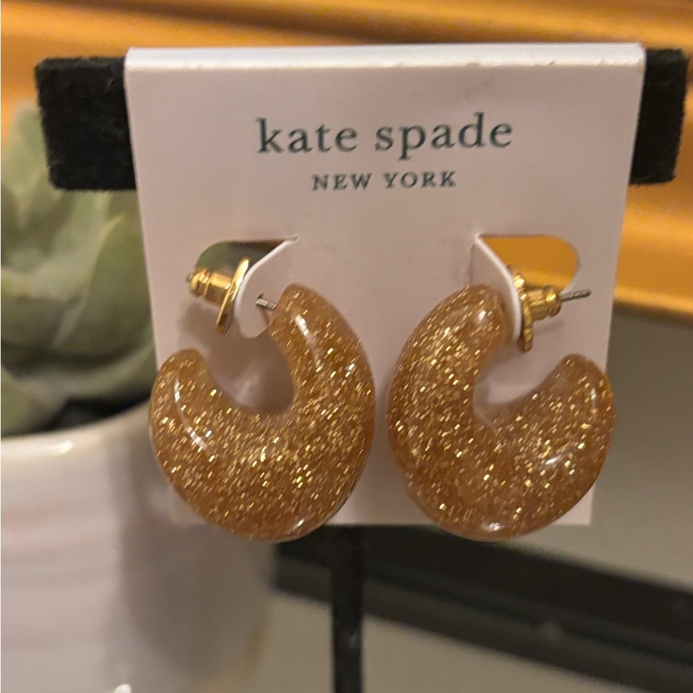 Kate Spade Adore-Ables Glitter Huggies Earrings. NWT